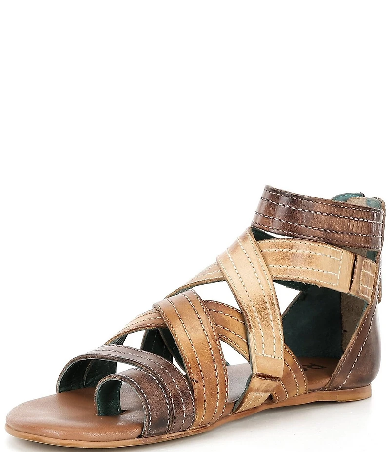 Roan Royalty Tri-Tone Leather Strappy Gladiator Sandals