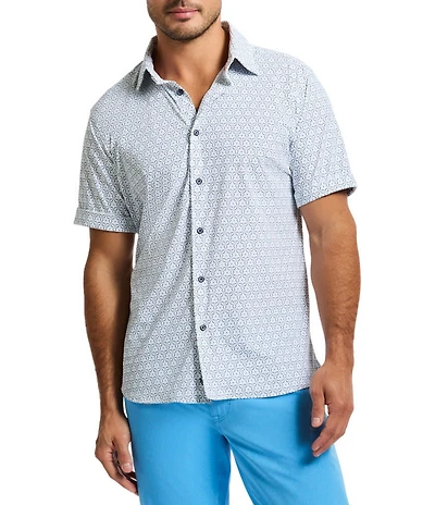 Robert Graham Avalon Stretch Knit Short Sleeve Woven Shirt
