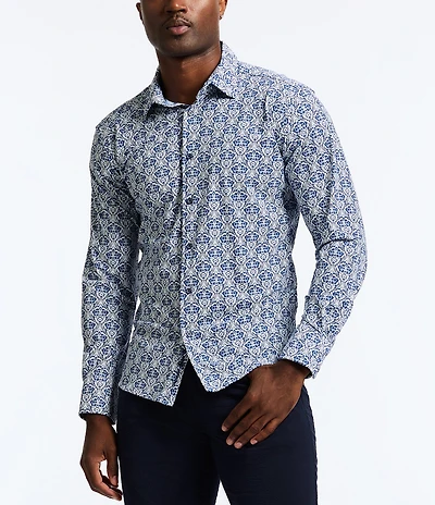 Robert Graham Comoros Stretch Knit Long Sleeve Woven Shirt