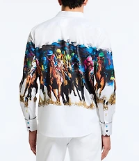 Robert Graham Derby Day Graphic Printed Stretch Long Sleeve Woven Shirt