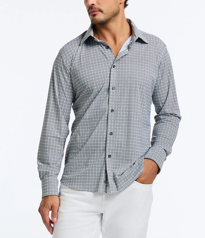 Robert Graham Gresham Stretch Knit Long Sleeve Woven Shirt