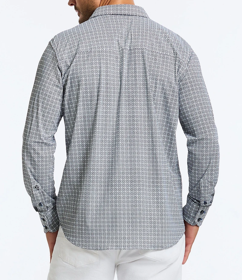 Robert Graham Gresham Stretch Knit Long Sleeve Woven Shirt