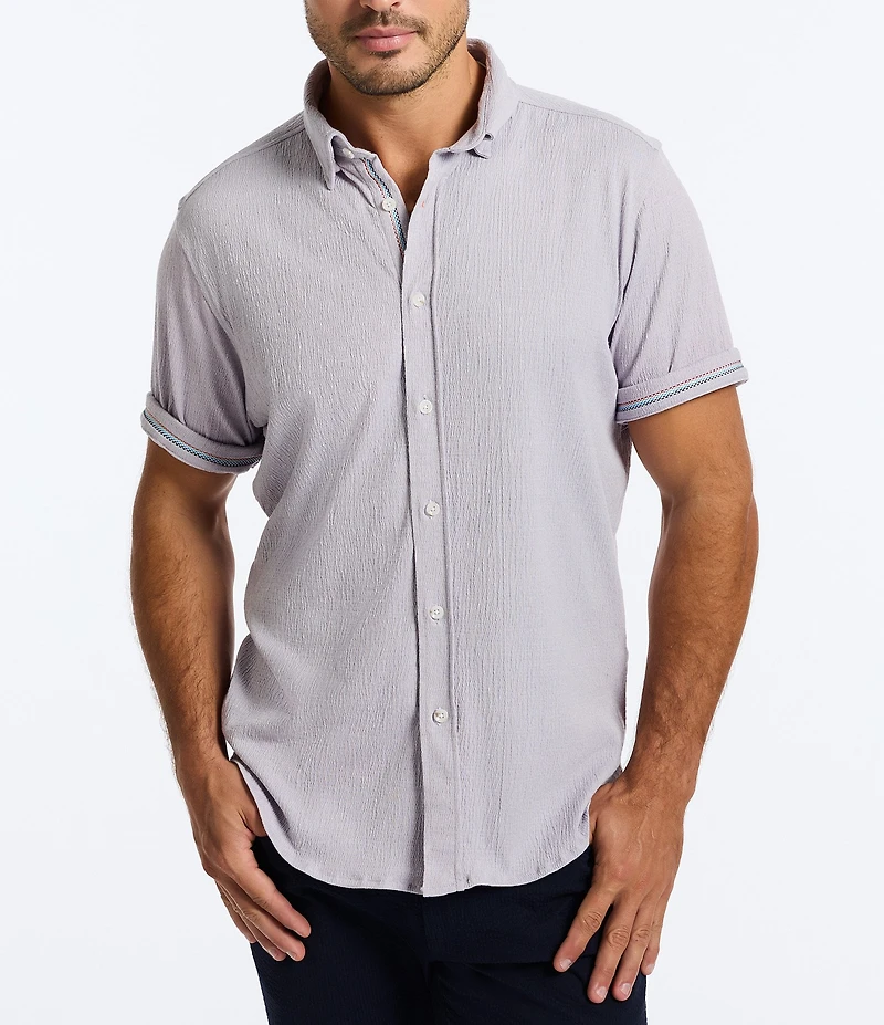Robert Graham Hammond Stretch Knit Short Sleeve Woven Shirt