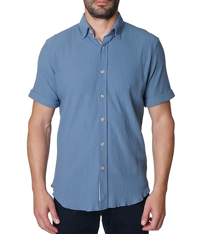 Robert Graham Hammond Stretch Knit Short Sleeve Woven Shirt