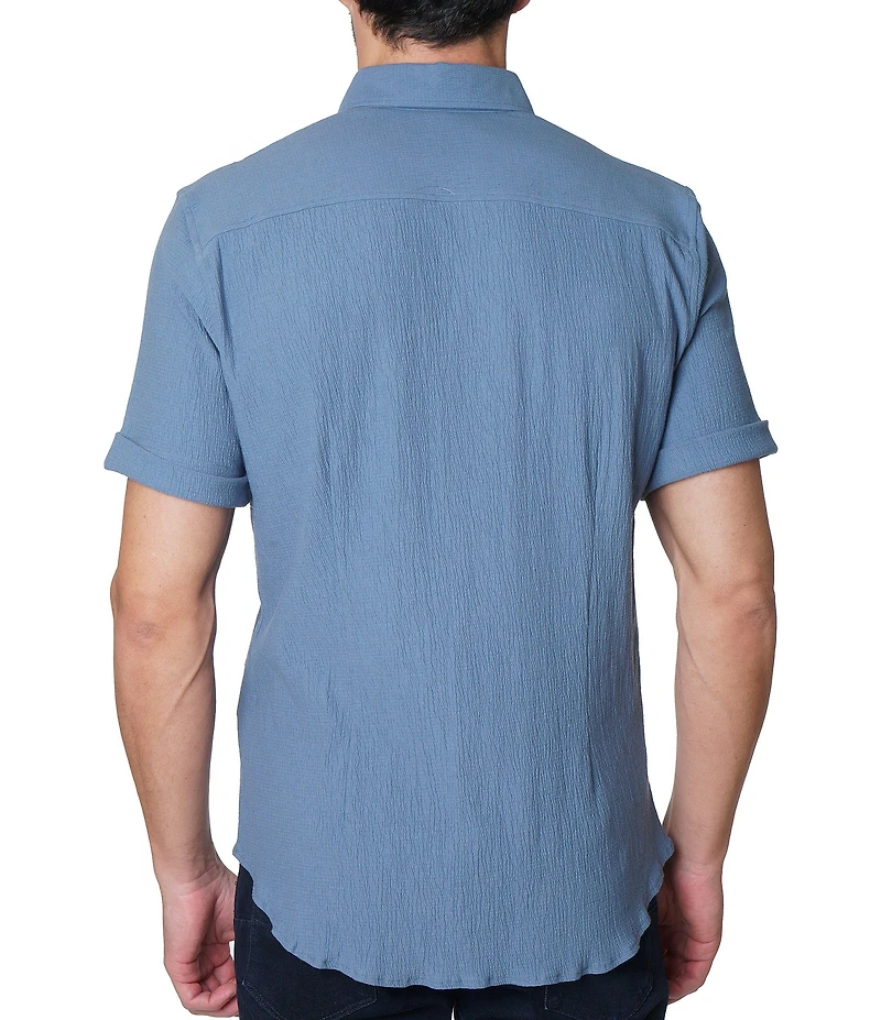 Robert Graham Hammond Stretch Knit Short Sleeve Woven Shirt