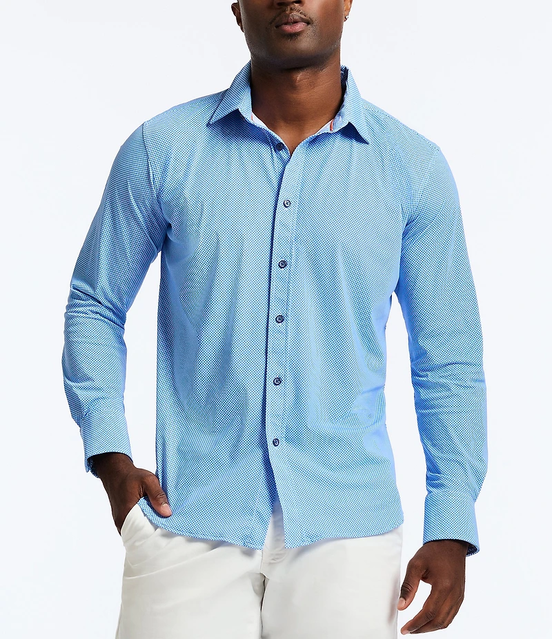 Robert Graham Leros Knit Stretch Long Sleeve Woven Shirt