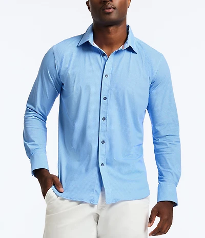 Robert Graham Leros Knit Stretch Long Sleeve Woven Shirt