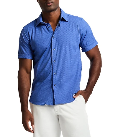 Robert Graham Pidmont Stretch Knit Short Sleeve Woven Shirt