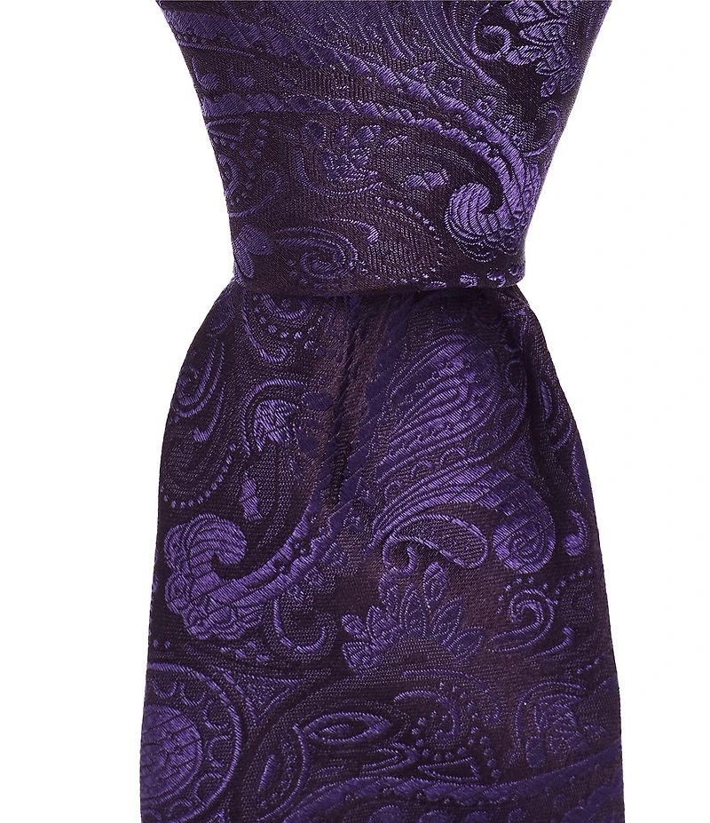Robert Graham Solid Paisley 3 1/4#double; Silk Tie