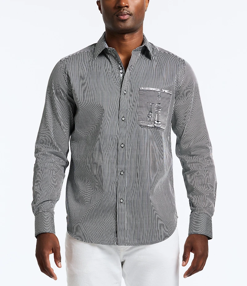 Robert Graham Striped Perspective Stretch Long Sleeve Woven Shirt