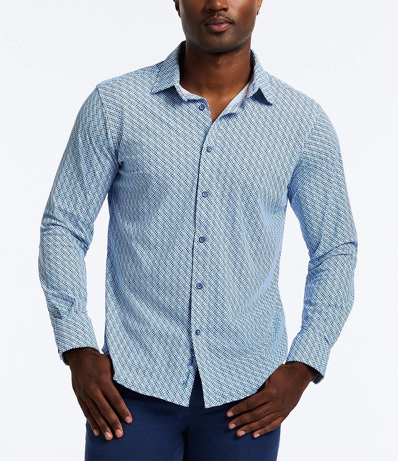 Robert Graham Wilshire Stretch Knit Long Sleeve Woven Shirt