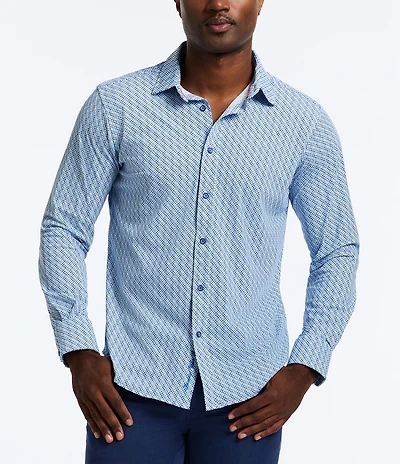 Robert Graham Wilshire Stretch Knit Long Sleeve Woven Shirt