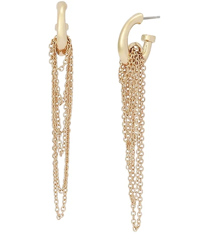 Robert Lee Morris Soho Chain Fringe Huggie Hoop Earrings