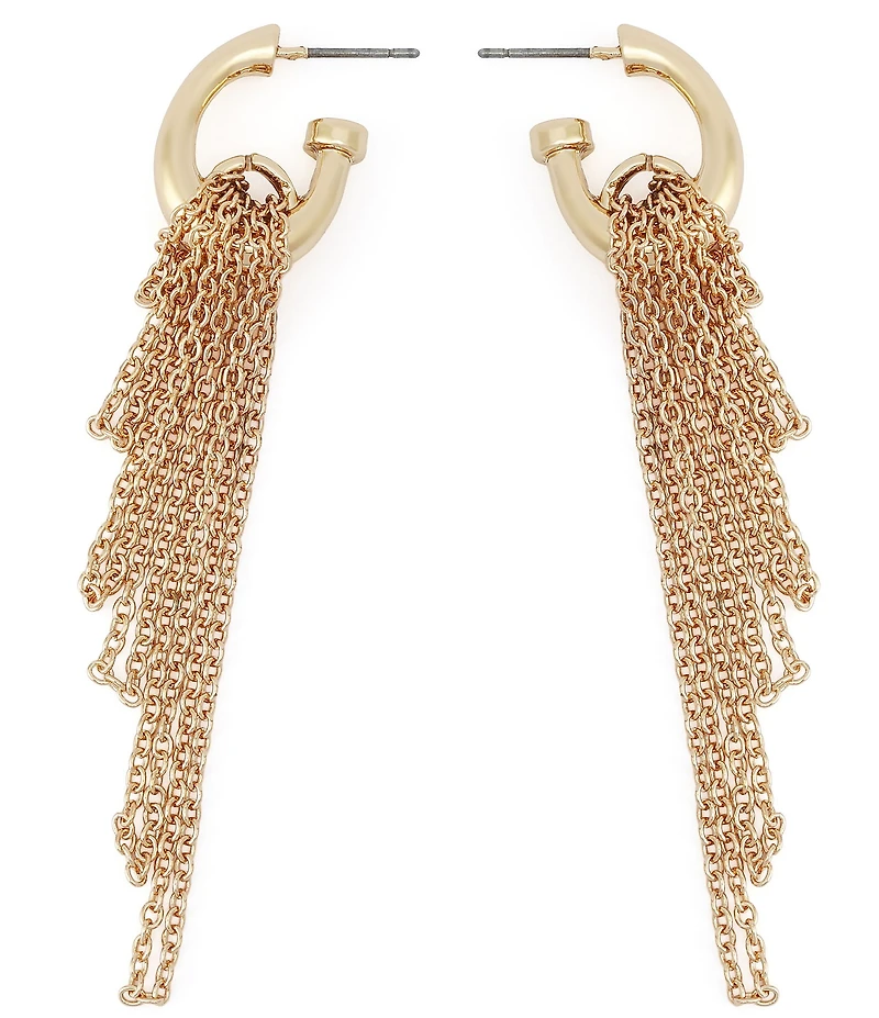 Robert Lee Morris Soho Chain Fringe Huggie Hoop Earrings