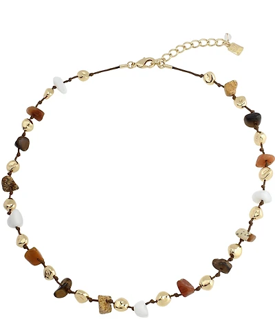 Robert Lee Morris Soho Chip Stone Station Beaded Resort Collar Necklace