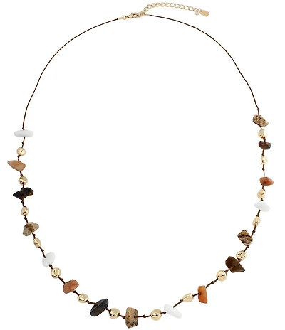 Robert Lee Morris Soho Chip Stone Station Beaded Resort Long Strand Necklace