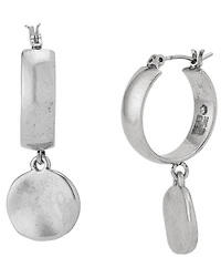 Robert Lee Morris Soho Heirloom Charms Disc Huggie Hoop Drop Earrings