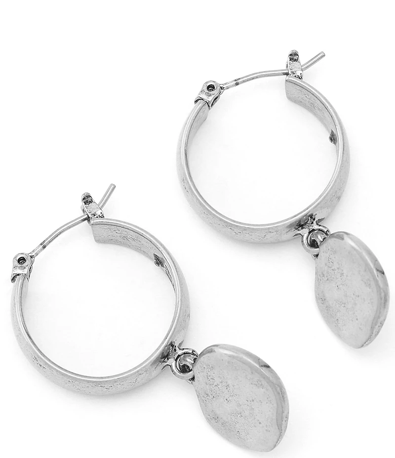 Robert Lee Morris Soho Heirloom Charms Disc Huggie Hoop Drop Earrings