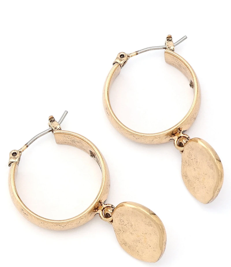 Robert Lee Morris Soho Heirloom Charms Disc Huggie Hoop Drop Earrings