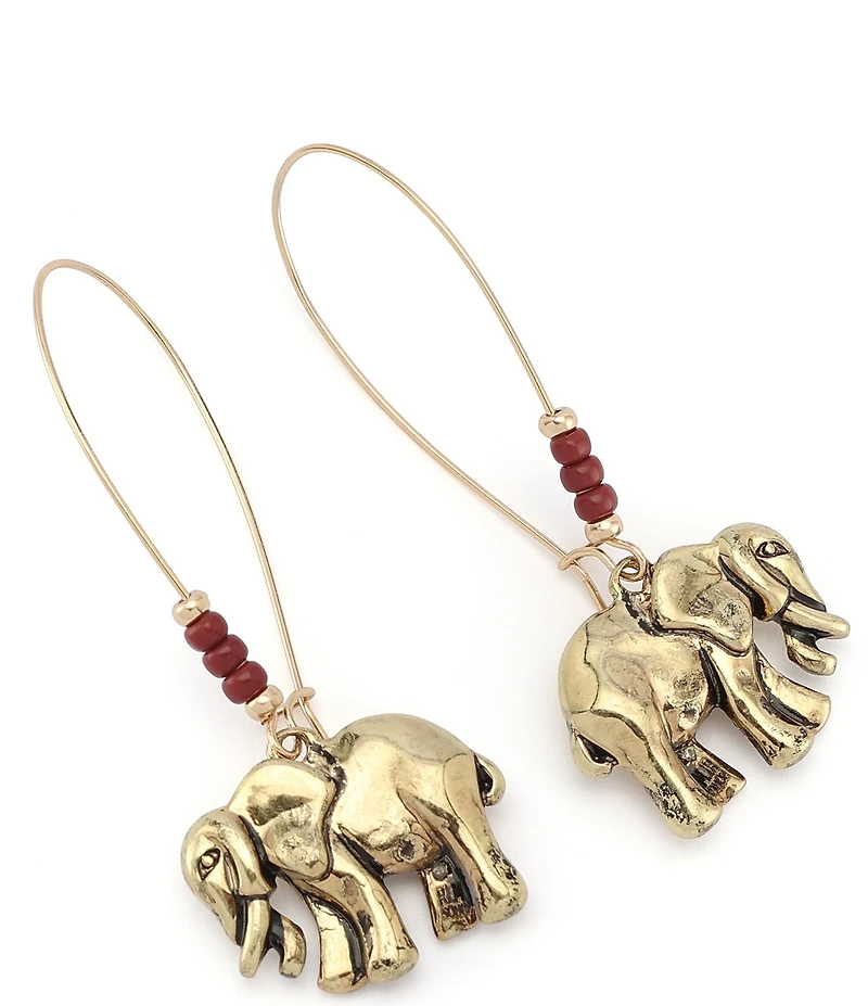 Robert Lee Morris Soho Heirloom Charms Elephant Dangle Drop Earrings
