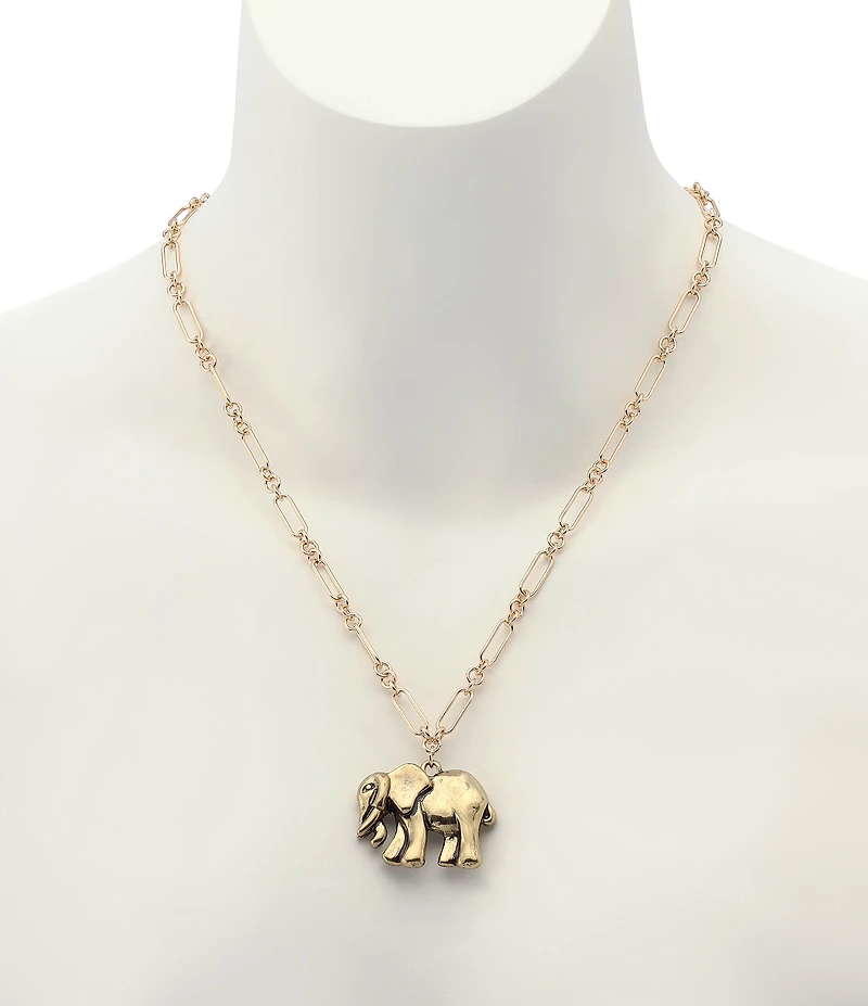 Robert Lee Morris Soho Heirloom Charms Elephant Long Pendant Necklace