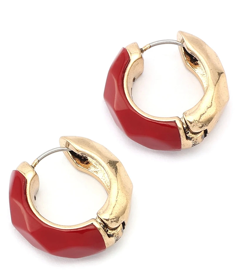 Robert Lee Morris Soho Heirloom Charms Hammered Huggie Hoop Earrings