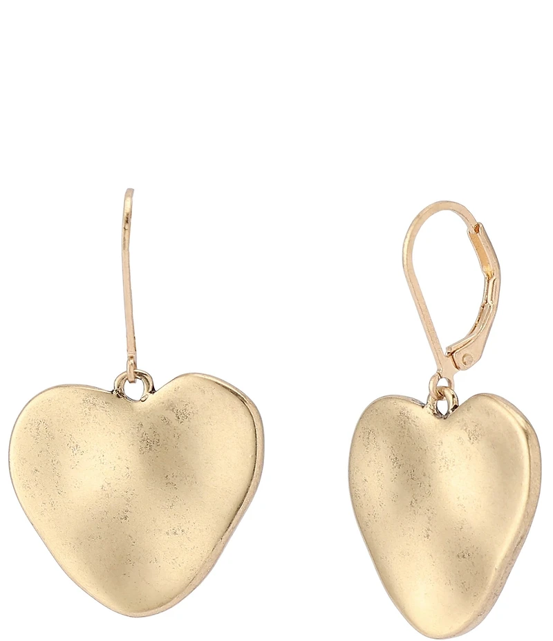 Robert Lee Morris Gold Tone Soho Heirloom Charms Heart Drop Earrings