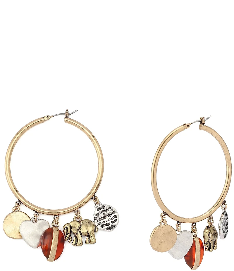 Robert Lee Morris Soho Heirloom Charms Hoop Chandelier Earrings