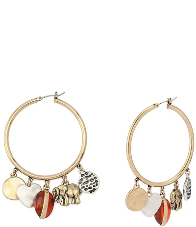 Robert Lee Morris Soho Heirloom Charms Hoop Chandelier Earrings