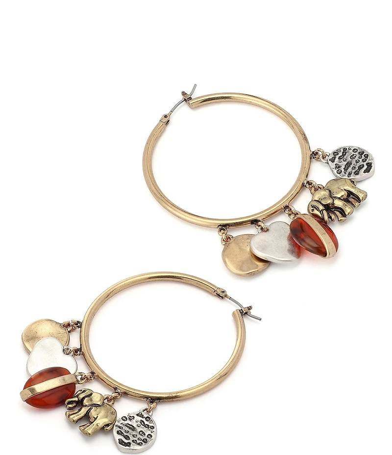 Robert Lee Morris Soho Heirloom Charms Hoop Chandelier Earrings