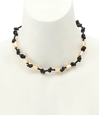 Robert Lee Morris Soho Heirloom Charms Pyramid Woven Collar Necklace