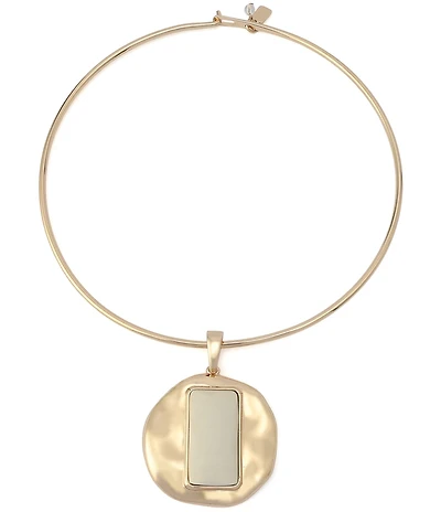 Robert Lee Morris Soho Ivory Molten Disc Wire Statement Short Pendant Necklace