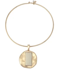 Robert Lee Morris Soho Ivory Molten Disc Wire Statement Short Pendant Necklace