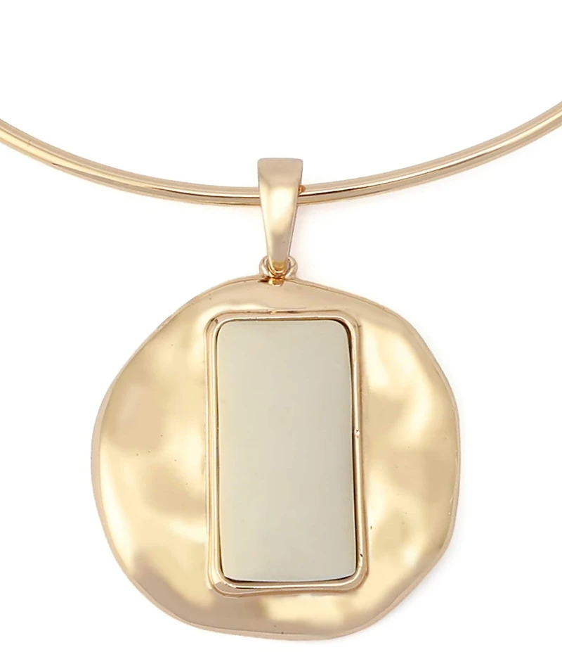 Robert Lee Morris Soho Ivory Molten Disc Wire Statement Short Pendant Necklace