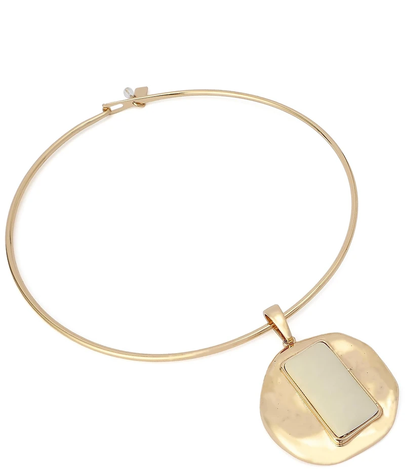 Robert Lee Morris Soho Ivory Molten Disc Wire Statement Short Pendant Necklace