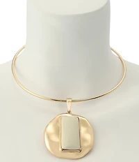 Robert Lee Morris Soho Ivory Molten Disc Wire Statement Short Pendant Necklace