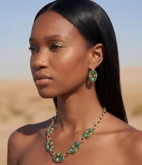 Robert Lee Morris Soho Malachite Link Clip-On Earrings