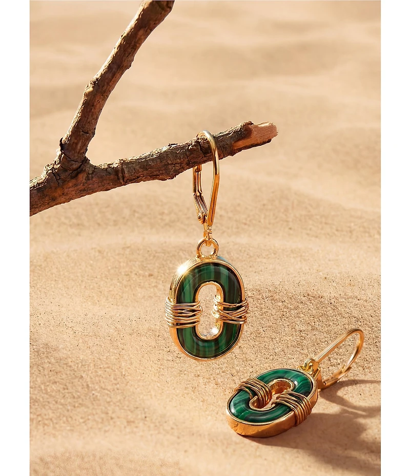 Robert Lee Morris Soho Malachite Link Drop Earrings