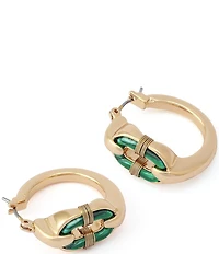 Robert Lee Morris Soho Malachite Link Huggie Hoop Earrings