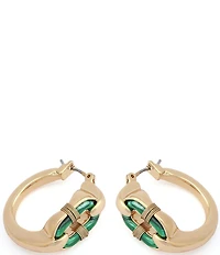 Robert Lee Morris Soho Malachite Link Huggie Hoop Earrings