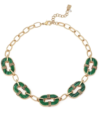 Robert Lee Morris Soho Malachite Link Reversible Bib Collar Necklace