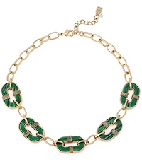 Robert Lee Morris Soho Malachite Link Reversible Bib Collar Necklace