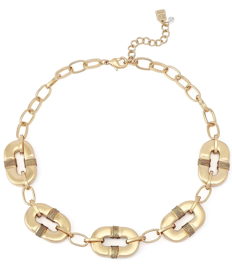 Robert Lee Morris Soho Malachite Link Reversible Bib Collar Necklace