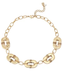 Robert Lee Morris Soho Malachite Link Reversible Bib Collar Necklace