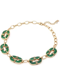 Robert Lee Morris Soho Malachite Link Reversible Bib Collar Necklace