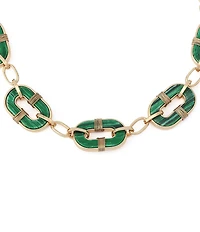 Robert Lee Morris Soho Malachite Link Reversible Bib Collar Necklace