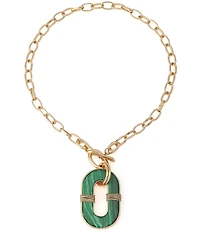 Robert Lee Morris Soho Malachite Link Reversible Short Pendant Necklace