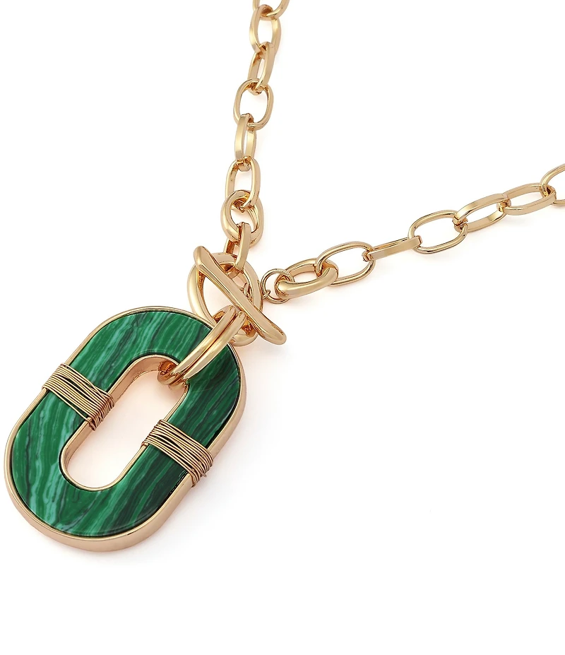 Robert Lee Morris Soho Malachite Link Reversible Short Pendant Necklace