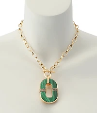 Robert Lee Morris Soho Malachite Link Reversible Short Pendant Necklace