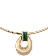 Robert Lee Morris Soho Malachite Molten Disc Pendant Wire Collar Necklace